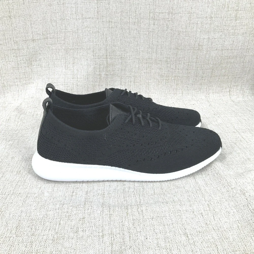 Cole Haan‎ Zerogrand Stitchlite Wingtip Oxford Women Sz 8B Black Knit Sneakers